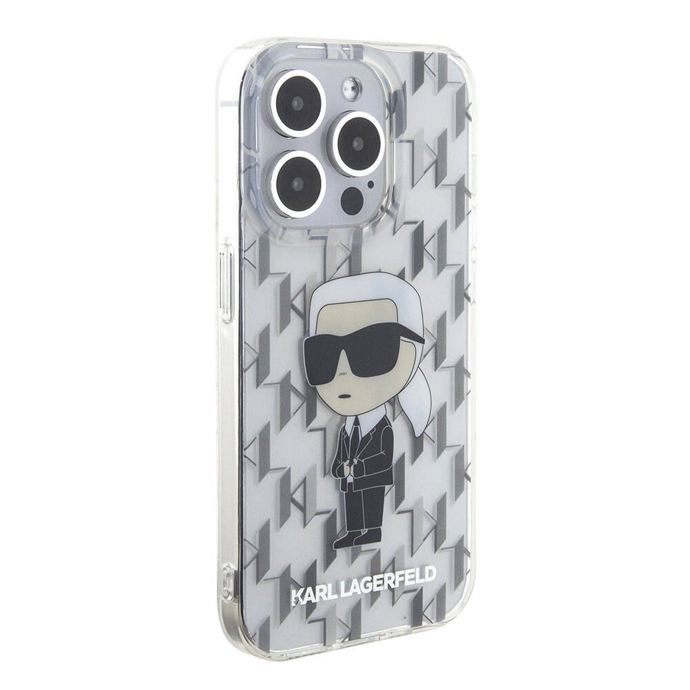 iPhone 15 Pro Kılıf Karl Lagerfeld IML İkonik Monogram Orjinal Lisanslı Kılıf Renksiz
