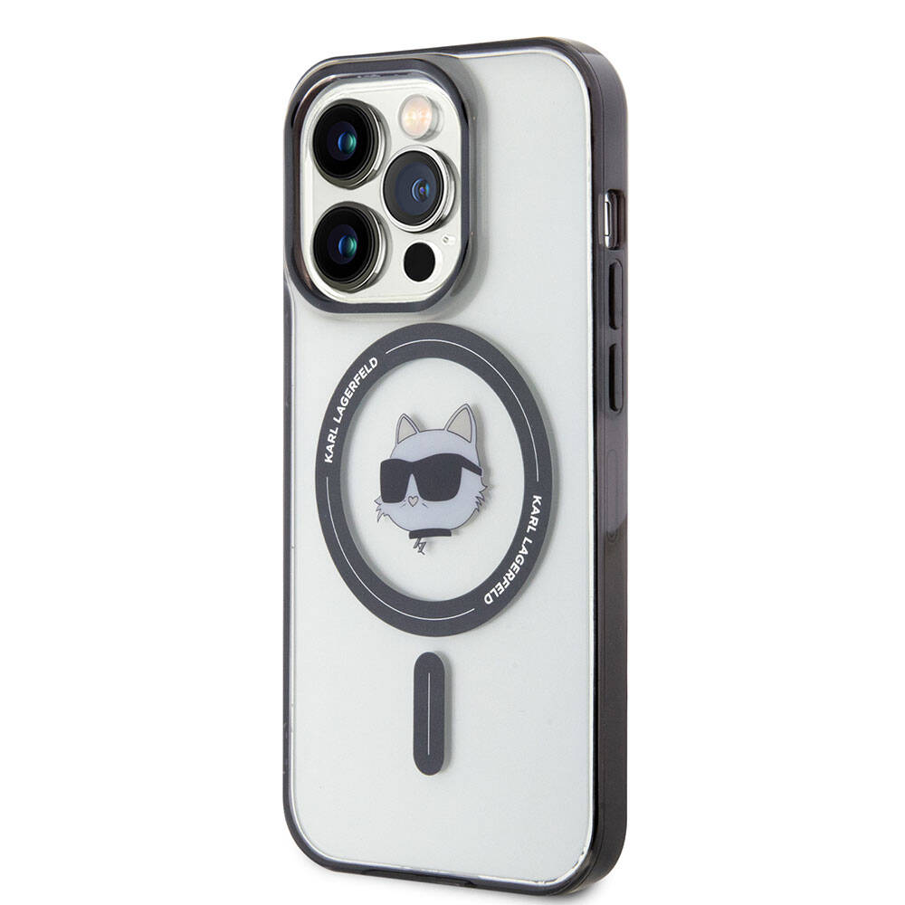 iPhone 15 Pro Kılıf Karl Lagerfeld Magsafe Şarj Özellikli IML Choupette Orjinal Lisanslı Kılıf Renksiz