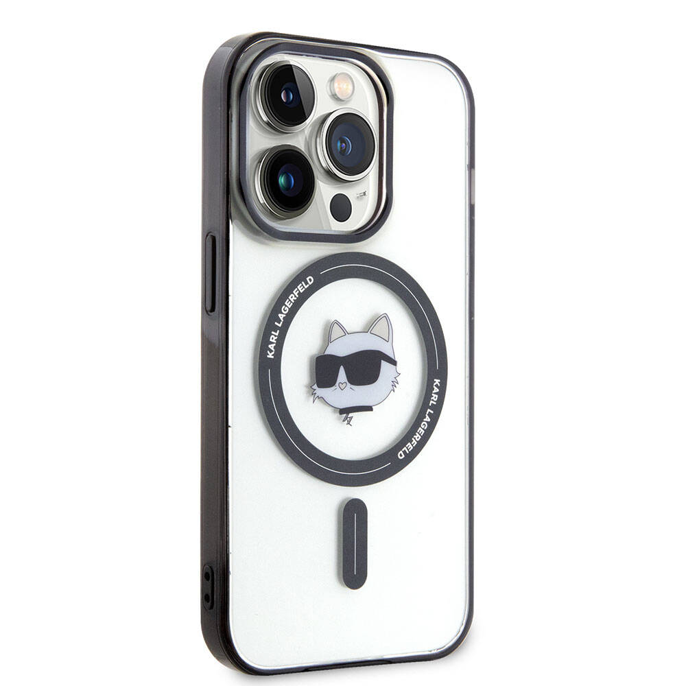 iPhone 15 Pro Kılıf Karl Lagerfeld Magsafe Şarj Özellikli IML Choupette Orjinal Lisanslı Kılıf Renksiz