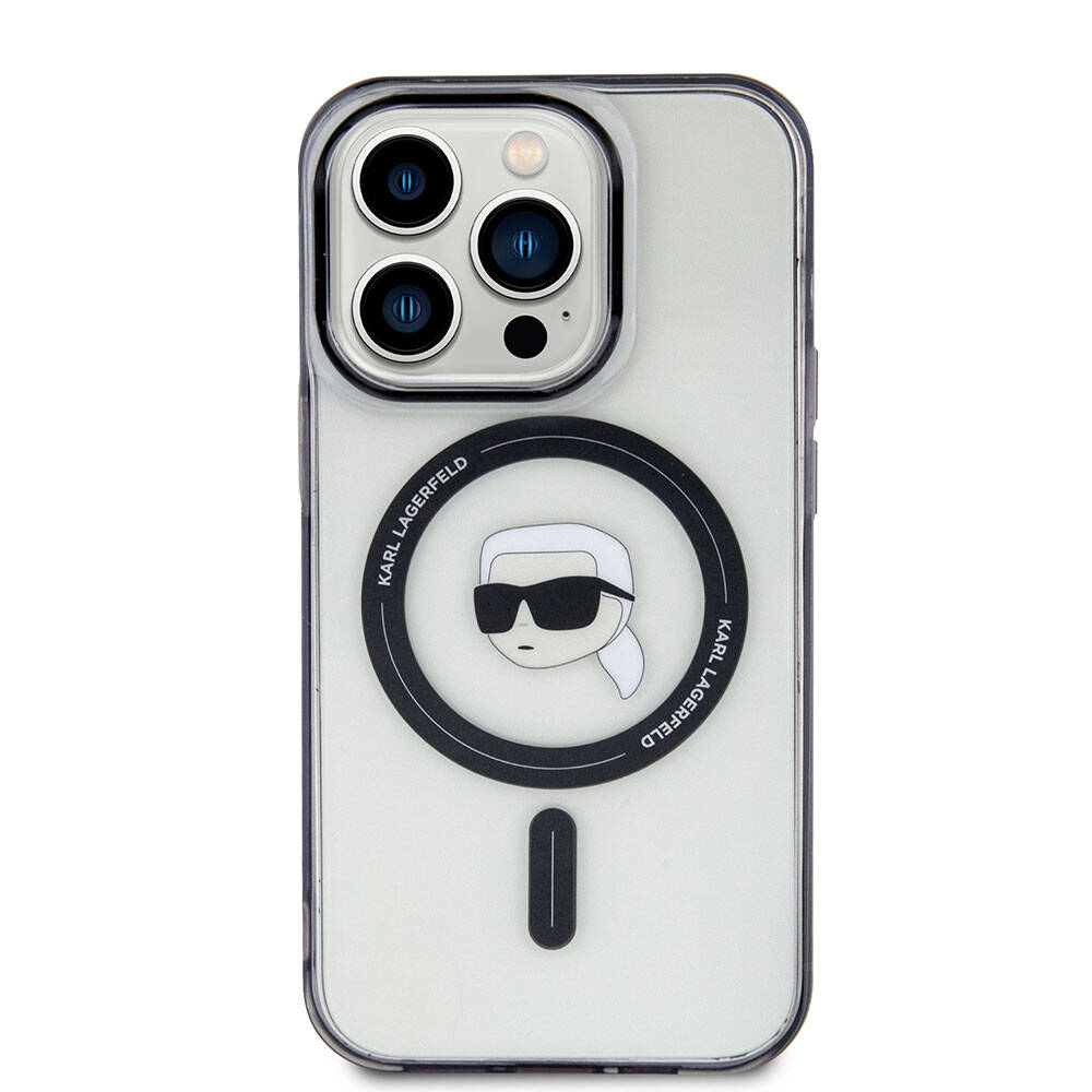 iPhone 15 Pro Kılıf Karl Lagerfeld Magsafe Şarj Özellikli IML Karl Orjinal Lisanslı Kılıf Renksiz