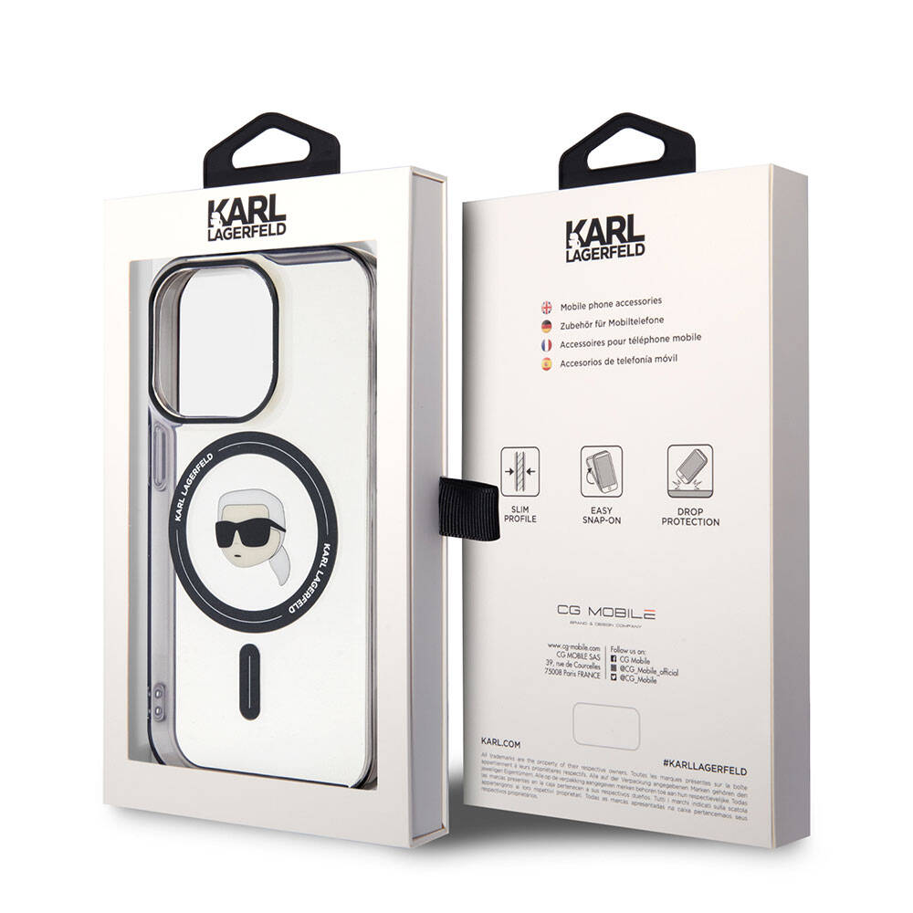 iPhone 15 Pro Kılıf Karl Lagerfeld Magsafe Şarj Özellikli IML Karl Orjinal Lisanslı Kılıf Renksiz