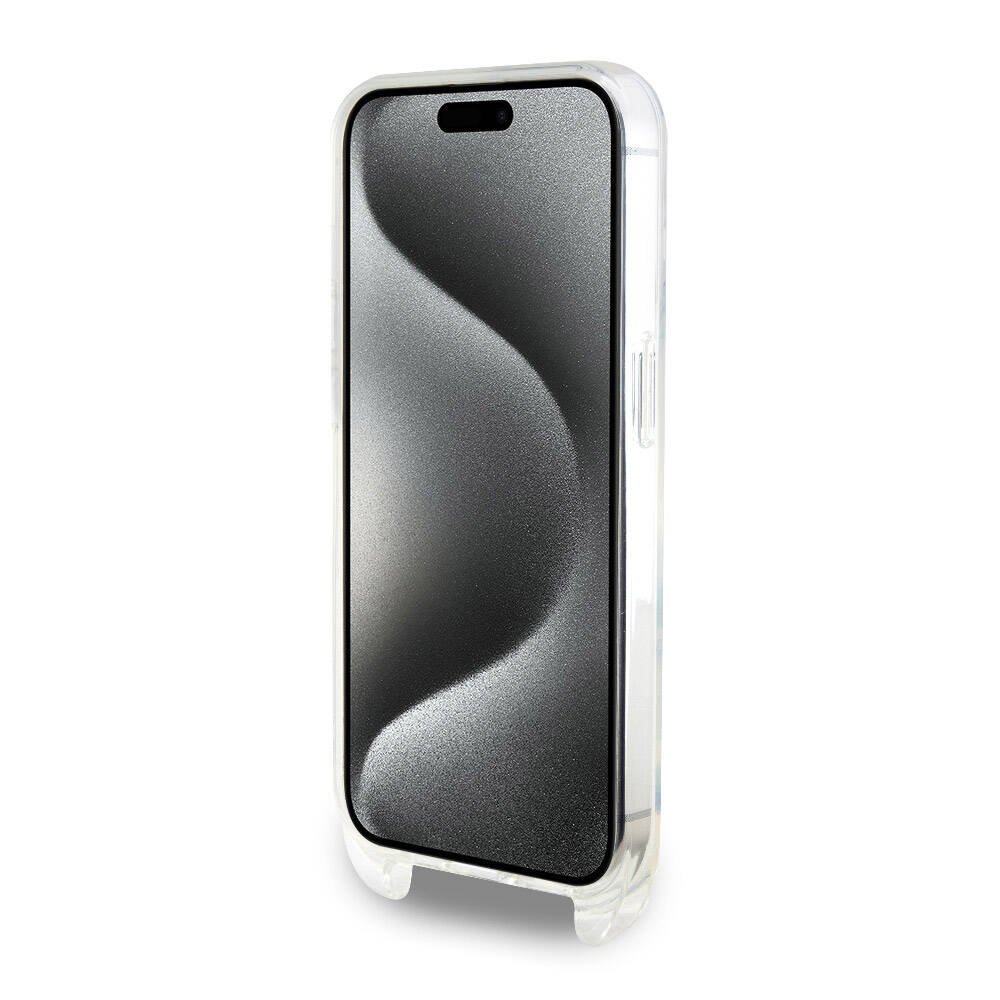 iPhone 15 Pro Kılıf Karl Lagerfeld Orjinal Lisanslı Boyun Askılı Karl İkonik Crossbody Kılıf Renksiz