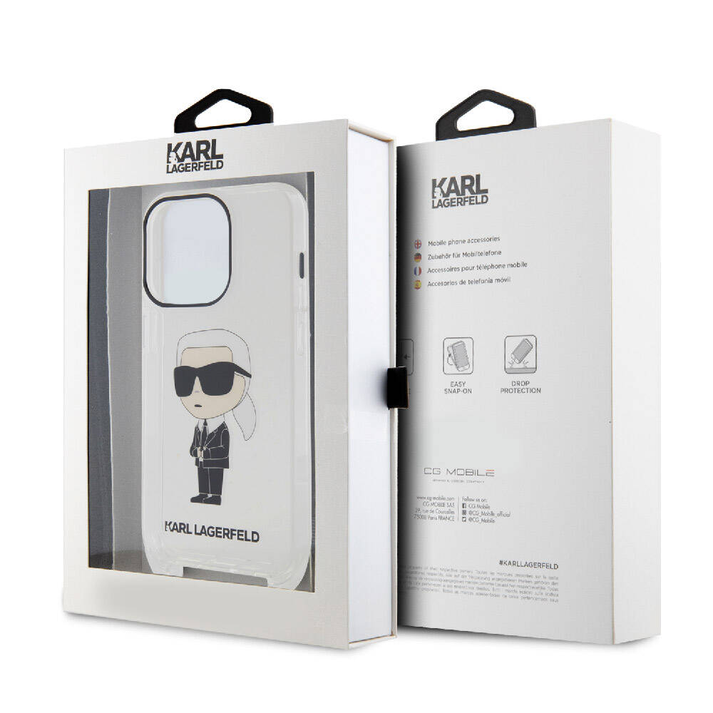 iPhone 15 Pro Kılıf Karl Lagerfeld Orjinal Lisanslı Boyun Askılı Karl İkonik Crossbody Kılıf Renksiz