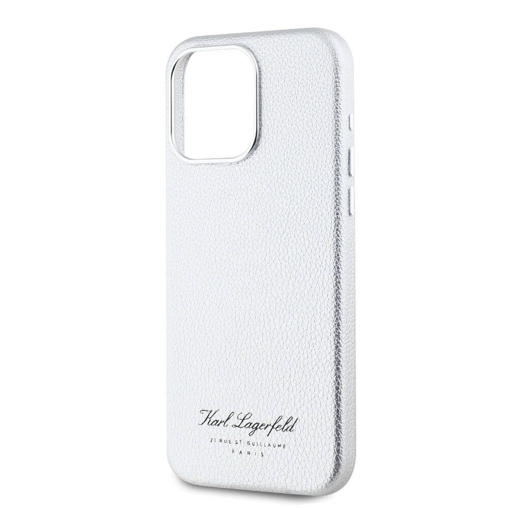 iPhone 15 Pro Kılıf Karl Lagerfeld Orjinal Lisanslı KL Yazılı Hotel Kılıf Gri