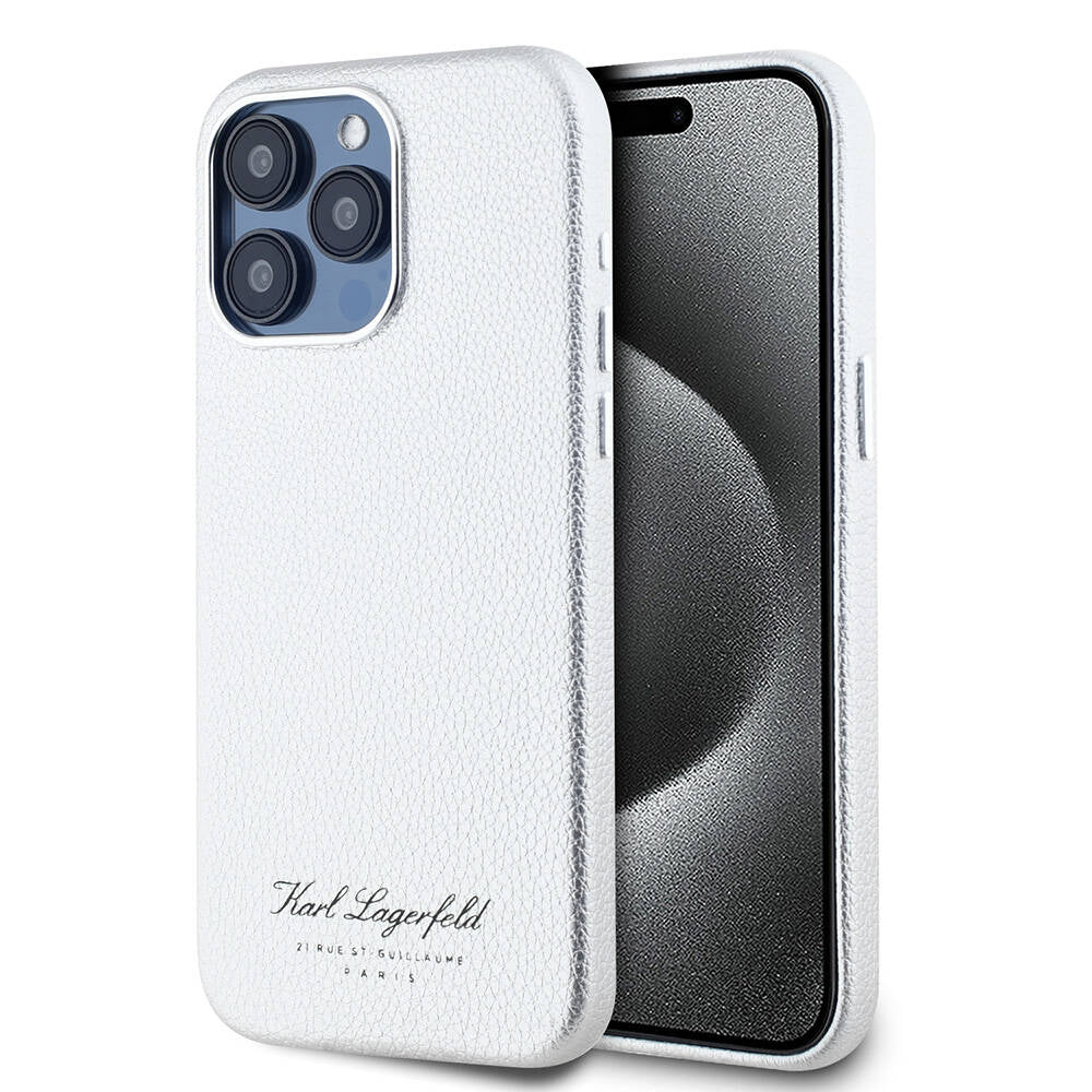 iPhone 15 Pro Kılıf Karl Lagerfeld Orjinal Lisanslı KL Yazılı Hotel Kılıf Gri