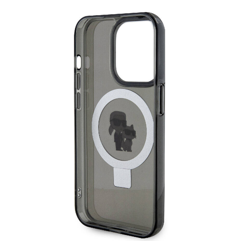 iPhone 15 Pro Kılıf Karl Lagerfeld Orjinal Lisanslı Magsafe Şarj Özellikli K&C İkonik Baskılı Ring Standlı Kılıf Beyaz