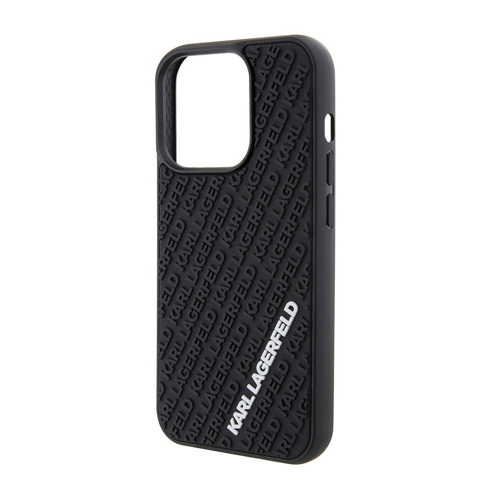 iPhone 15 Pro Kılıf Karl Lagerfeld Silikon 3D Multi Logo Orjinal Lisanslı Kılıf Siyah