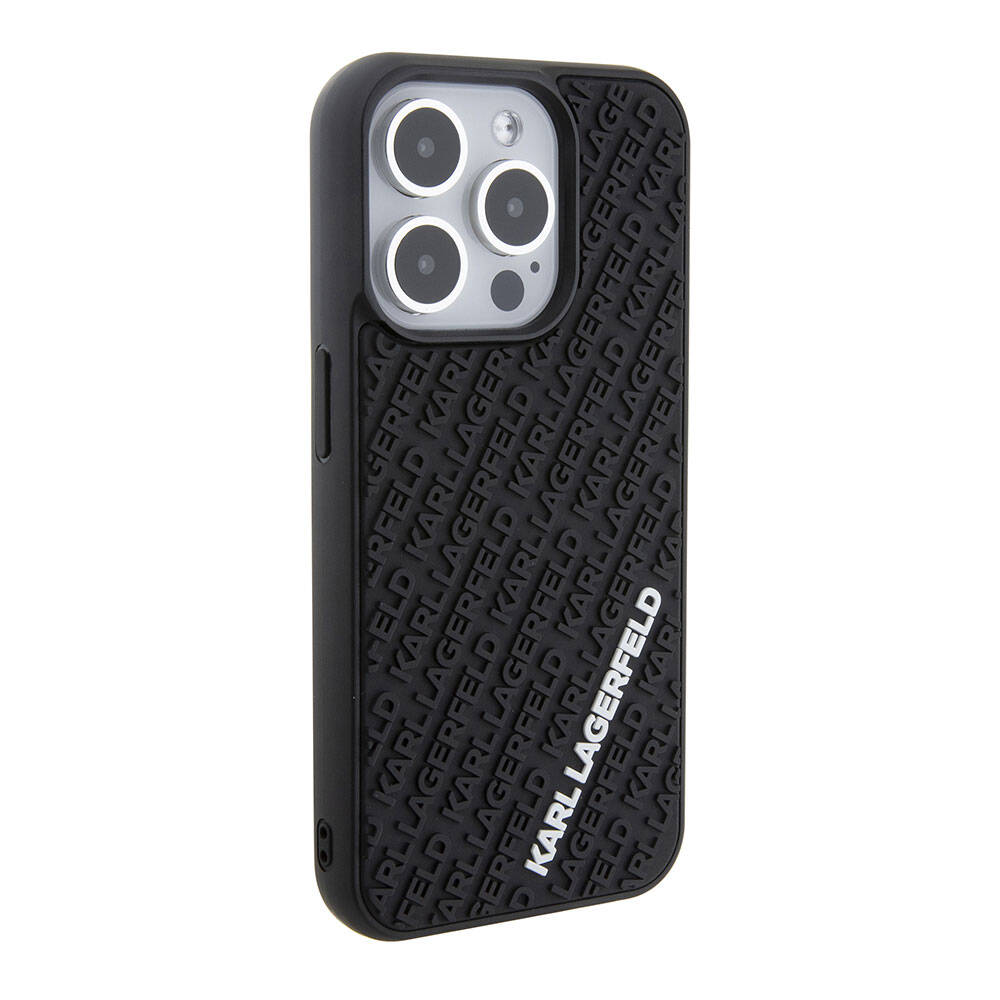 iPhone 15 Pro Kılıf Karl Lagerfeld Silikon 3D Multi Logo Orjinal Lisanslı Kılıf Siyah