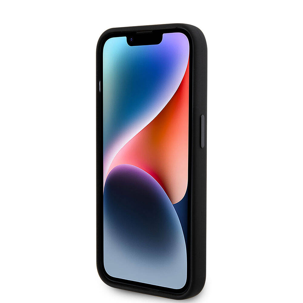 iPhone 15 Pro Kılıf Karl Lagerfeld Silikon İkonik Metal Logo Orjinal Lisanslı Kılıf Siyah