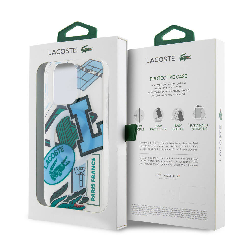iPhone 15 Pro Kılıf Lacoste Orjinal Lisanslı Magsafe Şarj Özellikli Çift Katmanlı Yamalar Desenli Kılıf Sarı