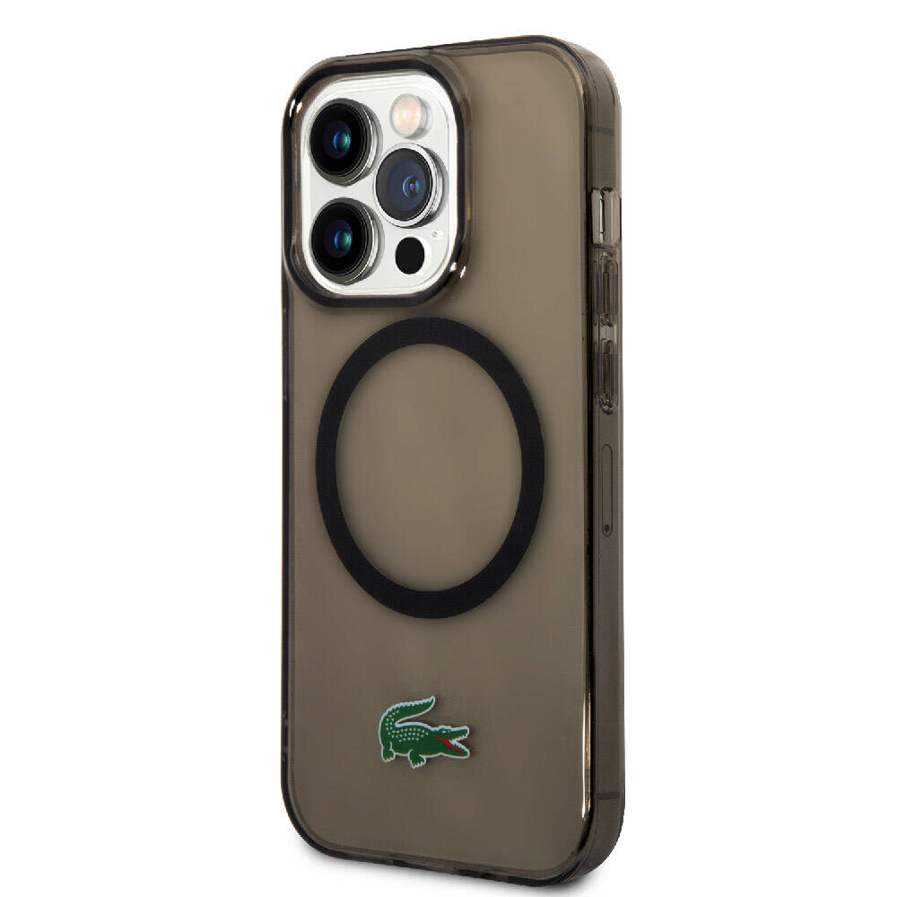 iPhone 15 Pro Kılıf Lacoste Orjinal Lisanslı Magsafe Şarj Özellikli Transparan Timsah Logo Baskılı Kılıf Mavi Açık