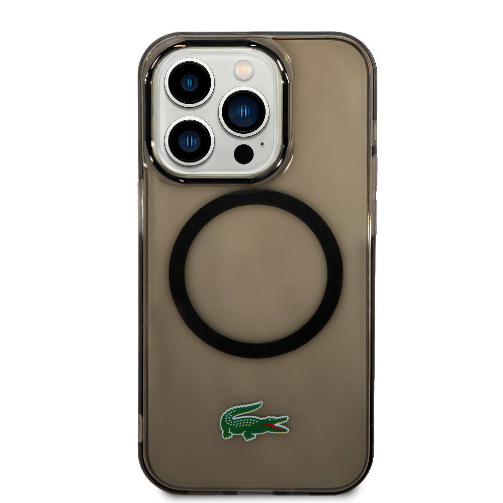 iPhone 15 Pro Kılıf Lacoste Orjinal Lisanslı Magsafe Şarj Özellikli Transparan Timsah Logo Baskılı Kılıf Yeşil
