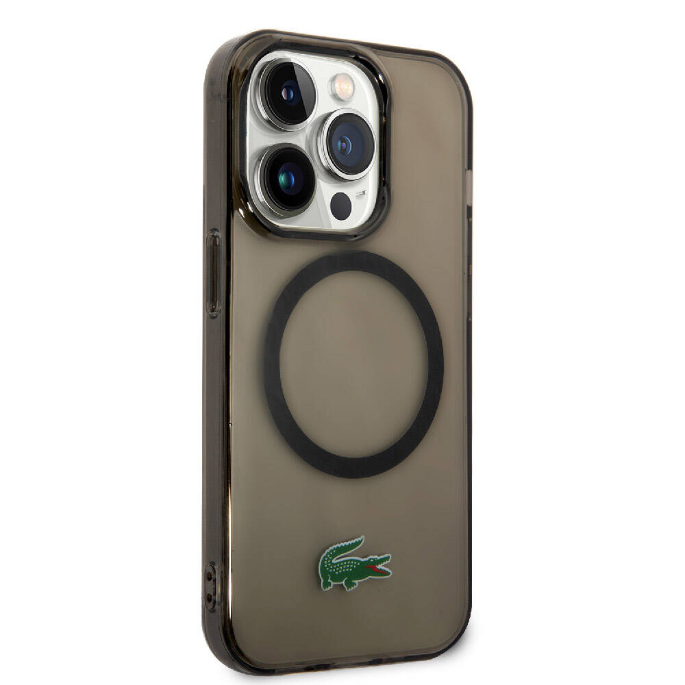 iPhone 15 Pro Kılıf Lacoste Orjinal Lisanslı Magsafe Şarj Özellikli Transparan Timsah Logo Baskılı Kılıf Yeşil
