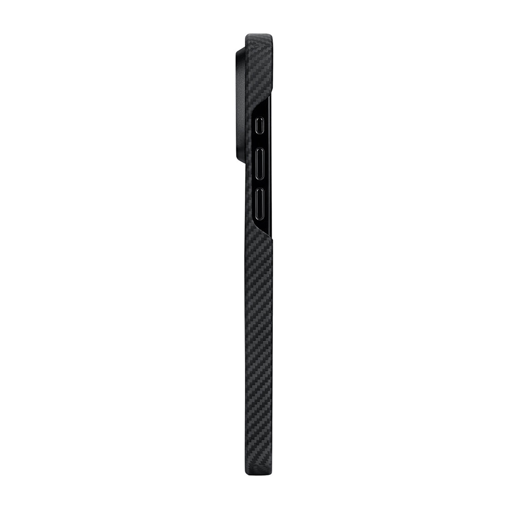 iPhone 15 Pro Kılıf Magsafe Şarj Özellikli 600D Aramid Fiber Pitaka Tactile Woven Orchestra Serisi Rhapsody Kılıf Siyah
