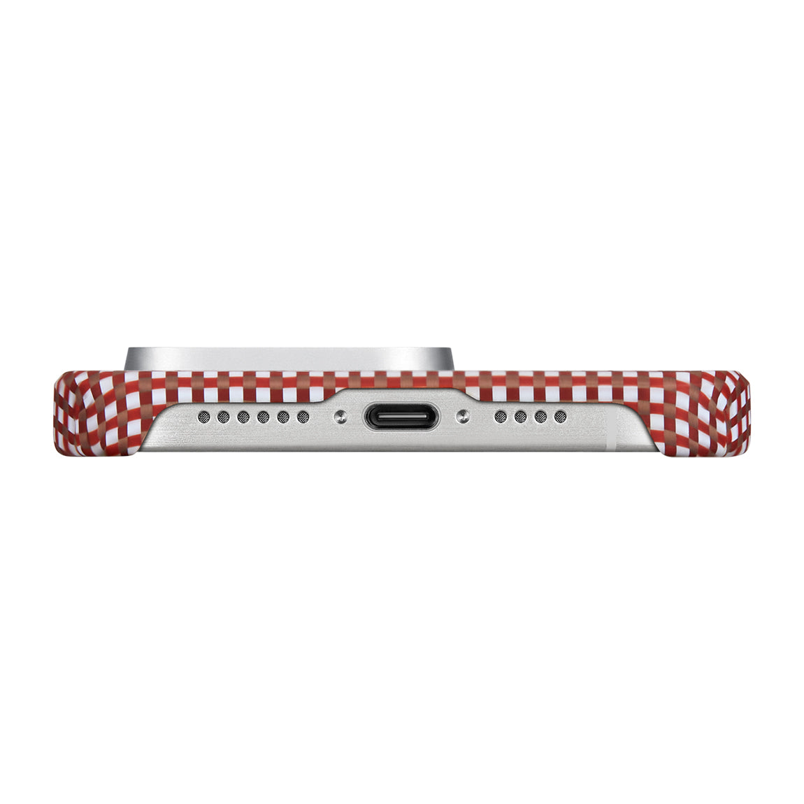 iPhone 15 Pro Kılıf Magsafe Şarj Özellikli Awa Tasarımlı 1500D Aramid Fiber Pitaka Ultra-Slim Classic Serisi Bonfire Kılıf Kırmızı