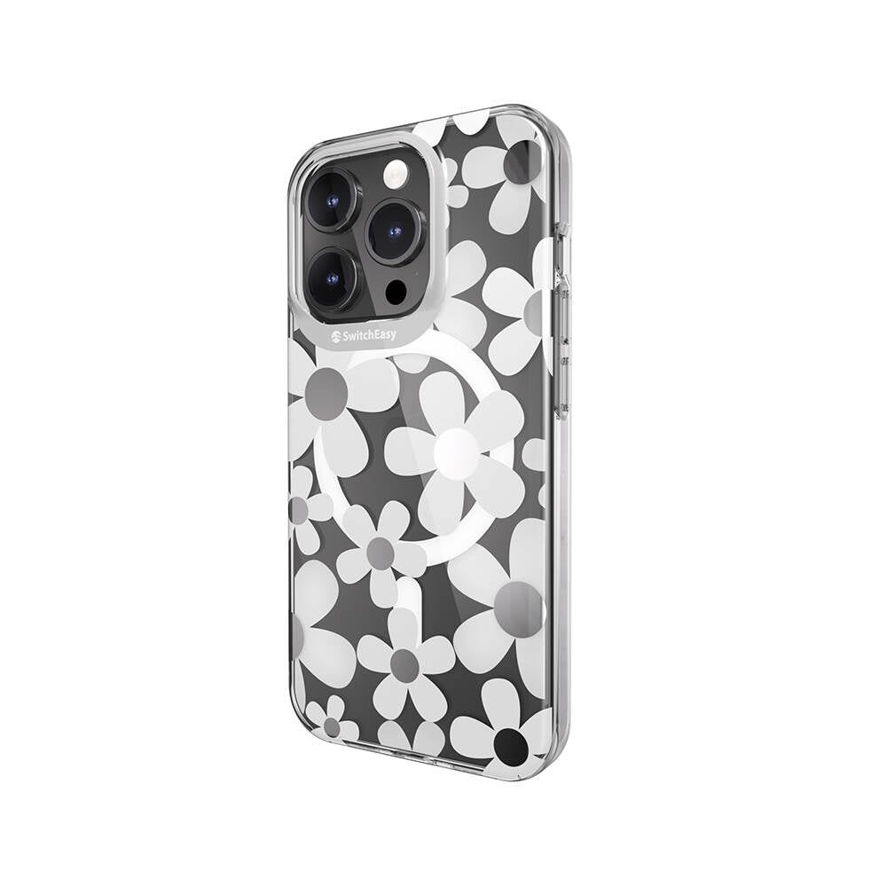 iPhone 15 Pro Kılıf Magsafe Şarj Özellikli Çift IMD Baskılı Lisanslı Switcheasy Artist-M Fleur Kılıf Gri