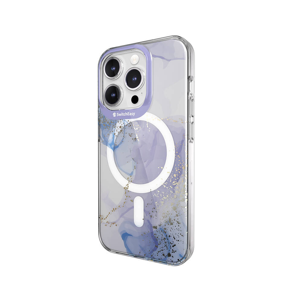 iPhone 15 Pro Kılıf Magsafe Şarj Özellikli Çift IMD Baskılı Lisanslı Switcheasy Artist-M Veil Kılıf Mor