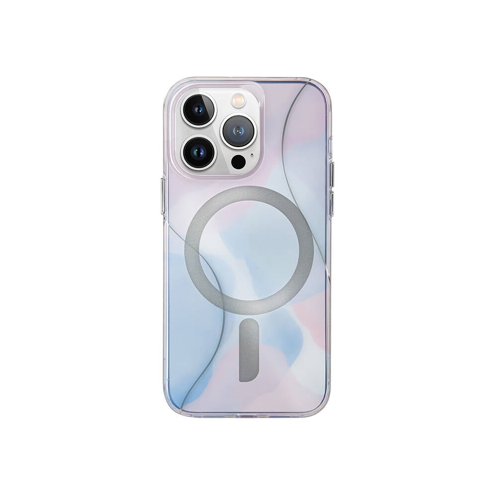 iPhone 15 Pro Kılıf Magsafe Şarj Özellikli Dalgalı Çizgi Desenli Coehl Palette Kılıf Mavi