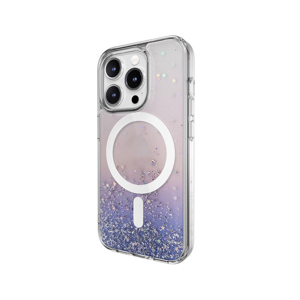 iPhone 15 Pro Kılıf Magsafe Şarj Özellikli Parlayan Simli Şeffaf Lisanslı Switcheasy Starfield-M Kılıf Renksiz
