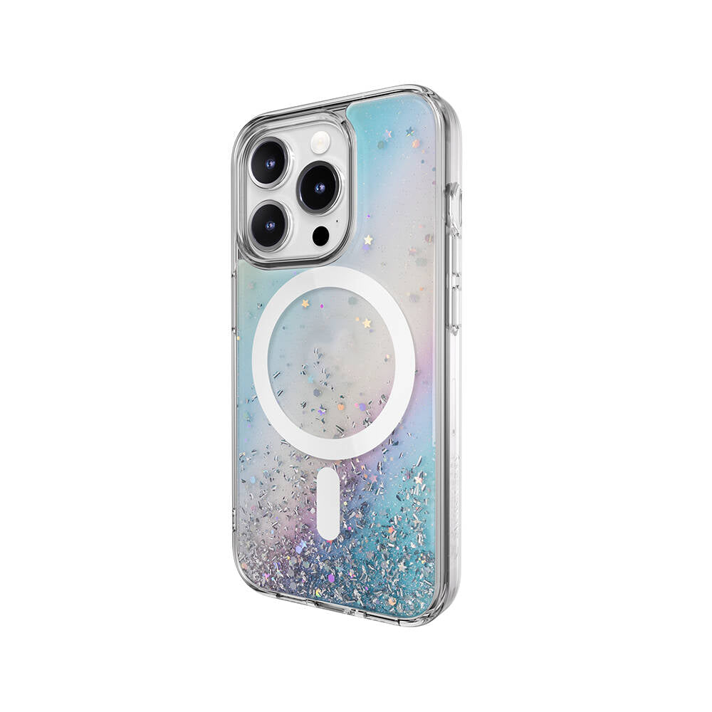 iPhone 15 Pro Kılıf Magsafe Şarj Özellikli Parlayan Simli Şeffaf Lisanslı Switcheasy Starfield-M Kılıf Renksiz