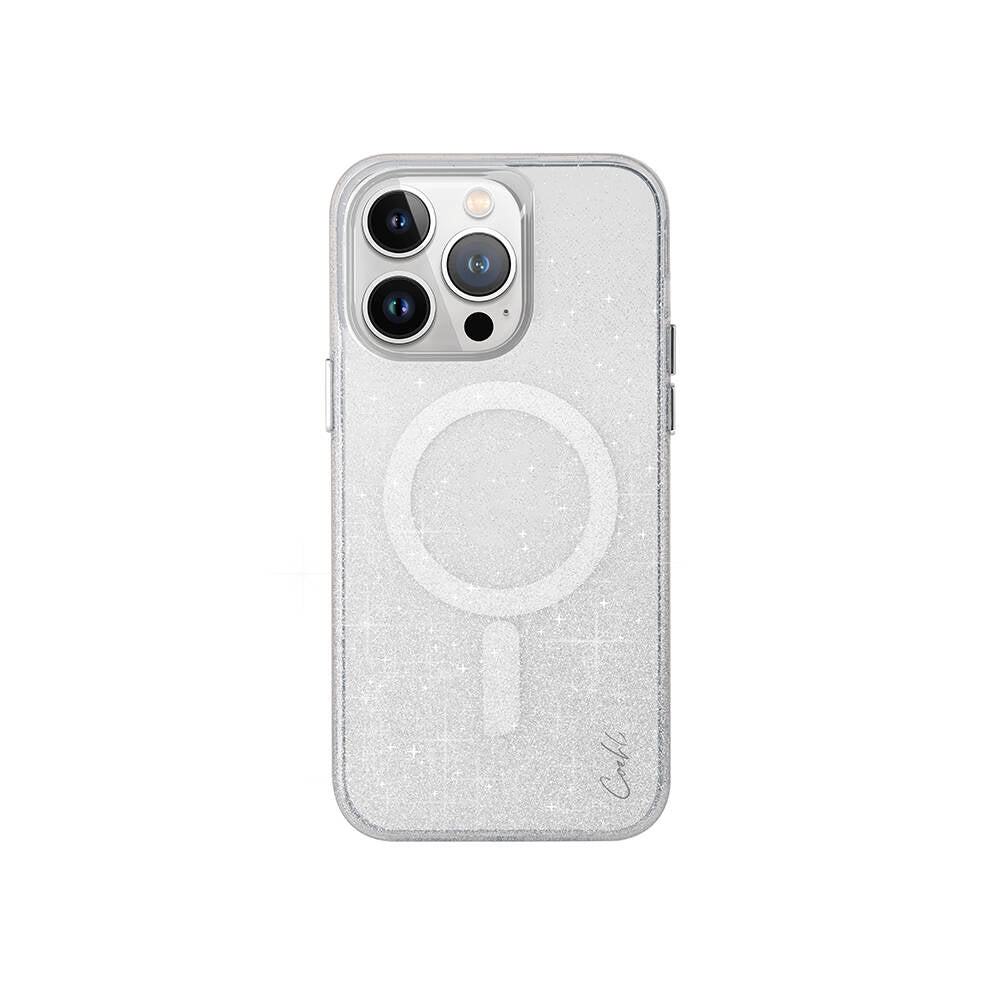 iPhone 15 Pro Kılıf Magsafe Şarj Özellikli Simli Arka Yüzey Coehl Lumino Kılıf Gümüş