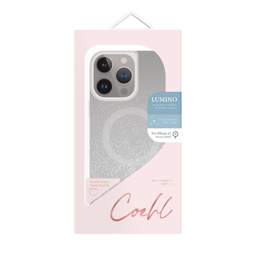 iPhone 15 Pro Kılıf Magsafe Şarj Özellikli Simli Arka Yüzey Coehl Lumino Kılıf Mavi