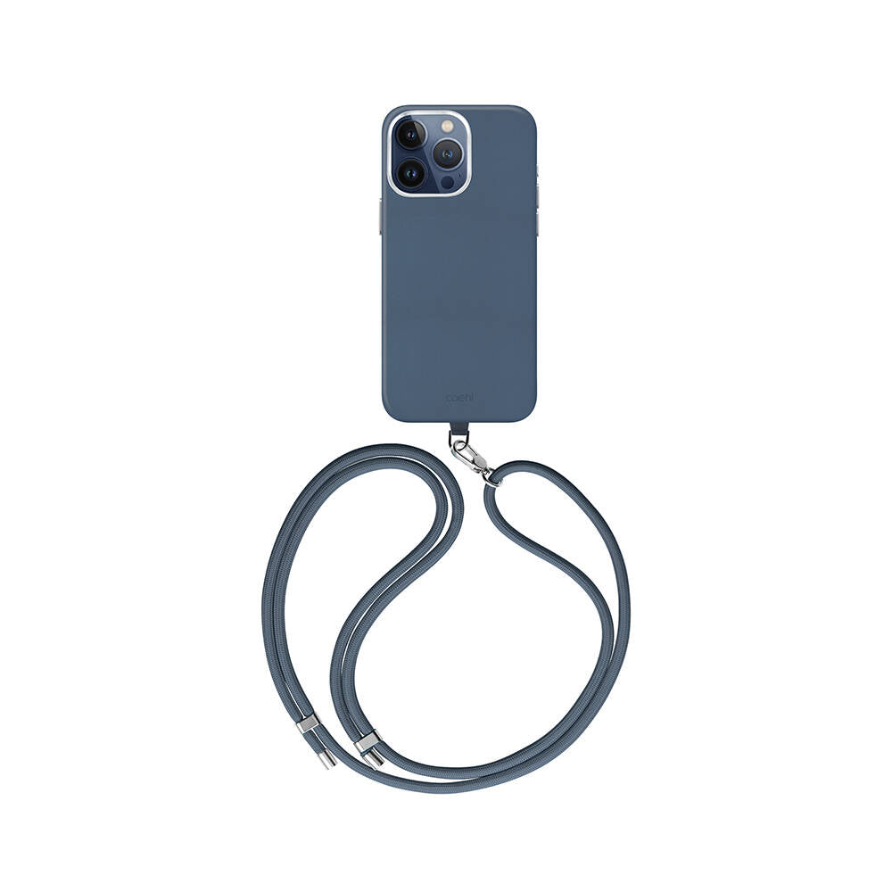iPhone 15 Pro Kılıf Magsafe Şarj Özellikli Soft Arka Yüzey Askı İpli Coehl Muse Kılıf Mavi