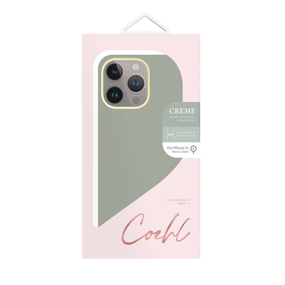 iPhone 15 Pro Kılıf Magsafe Şarj Özellikli Soft Pürüzsüz Yüzey Askı İpli Coehl Creme Kılıf Krem