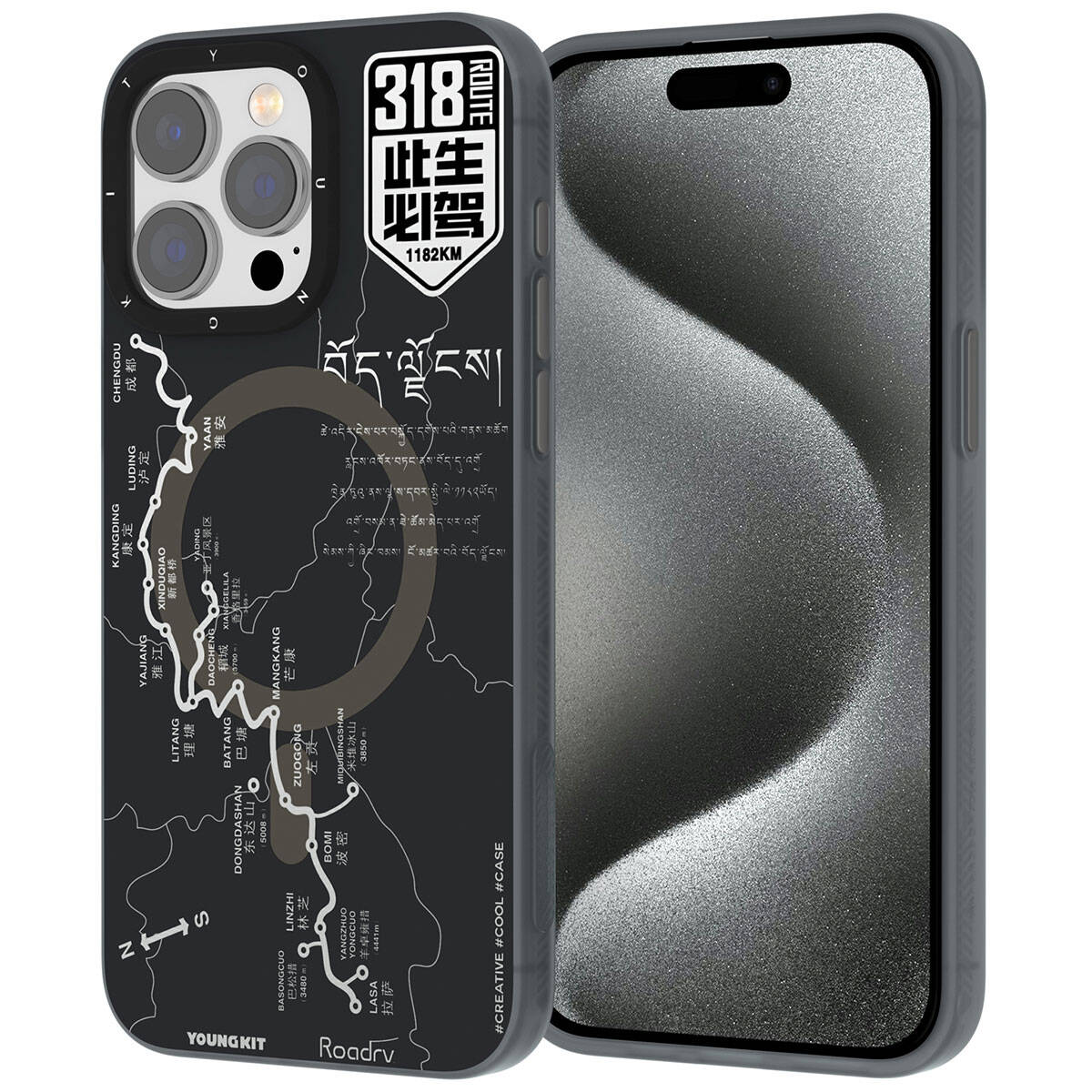 iPhone 15 Pro Kılıf Magsafe Şarj Özellikli Youngkit 318 Road Serisi Kılıf Siyah