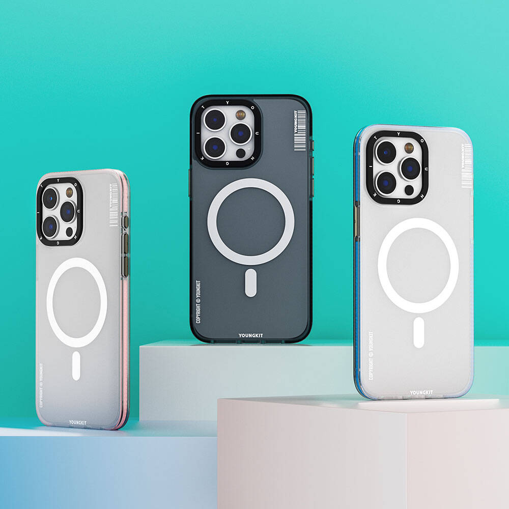 iPhone 15 Pro Kılıf Magsafe Şarj Özellikli Youngkit Jiansha Serisi Kılıf Mavi