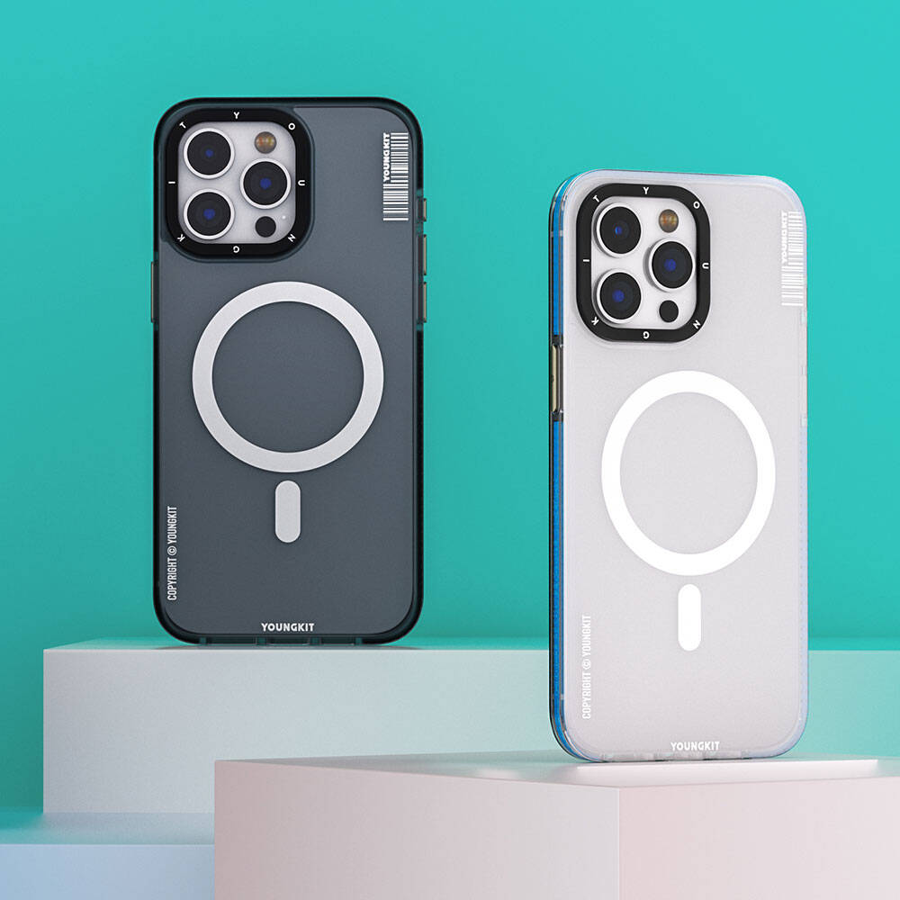 iPhone 15 Pro Kılıf Magsafe Şarj Özellikli Youngkit Jiansha Serisi Kılıf Mavi