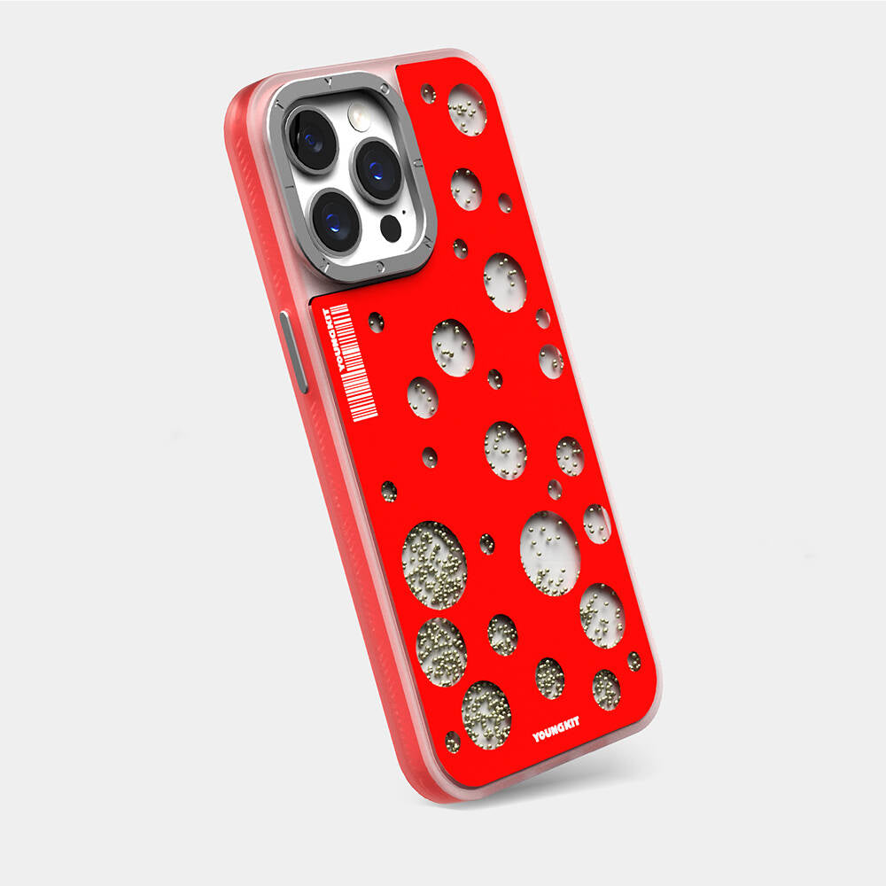 iPhone 15 Pro Kılıf Magsafe Şarj Özellikli Youngkit Quicksand Beads Serisi Kılıf Sarı