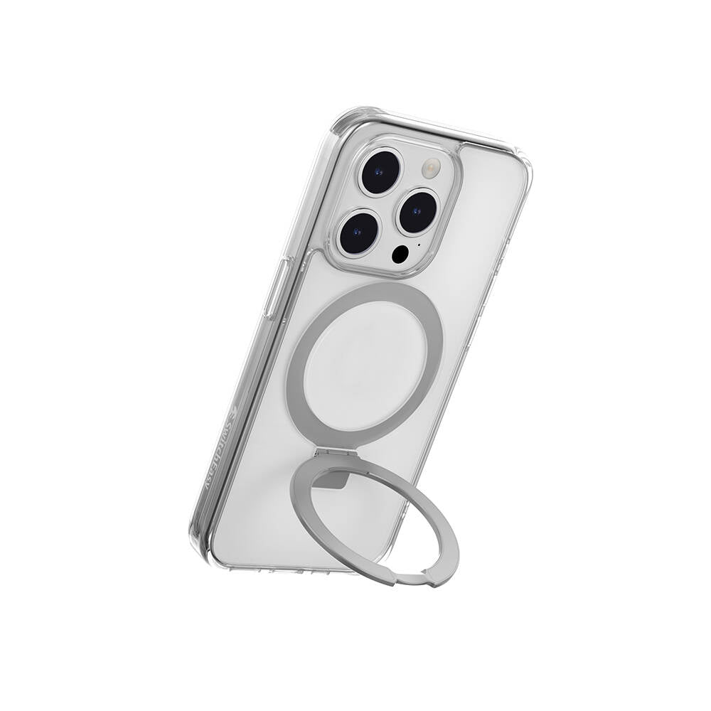 iPhone 15 Pro Kılıf Magsafe Şarj Özellikli Yüzük Standlı Lisanslı Switcheasy Magstand-M Kılıf Siyah