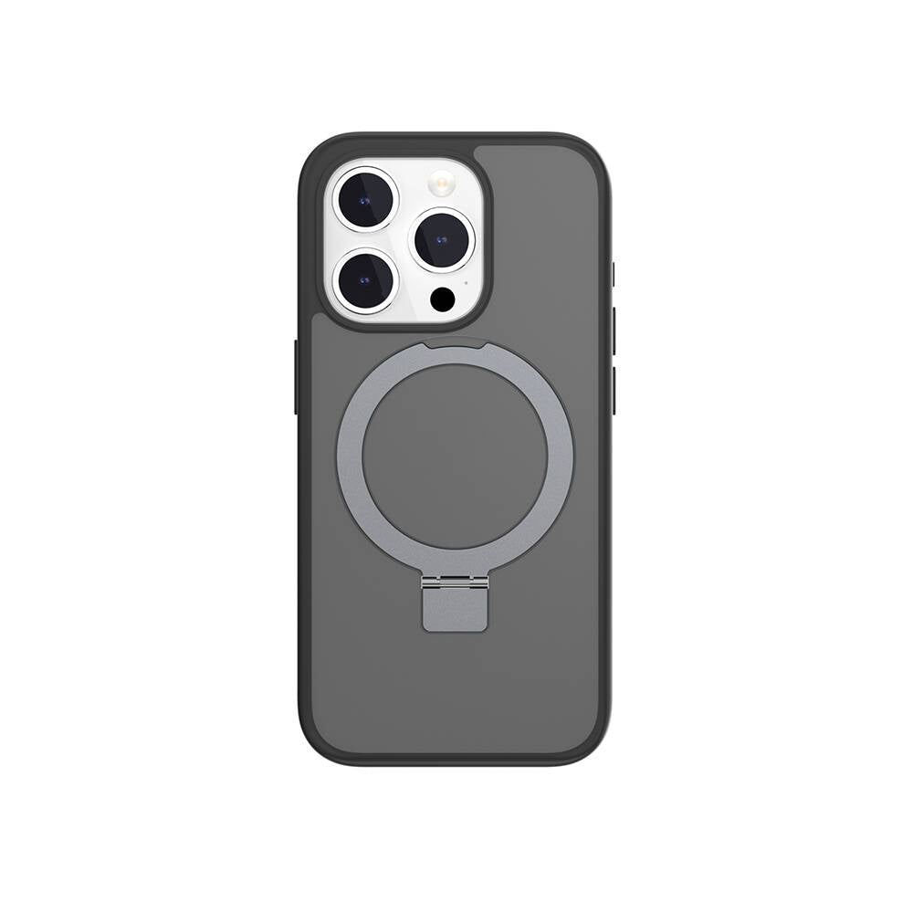 iPhone 15 Pro Kılıf Magsafe Şarj Özellikli Yüzük Standlı Lisanslı Switcheasy Magstand-M Kılıf Siyah