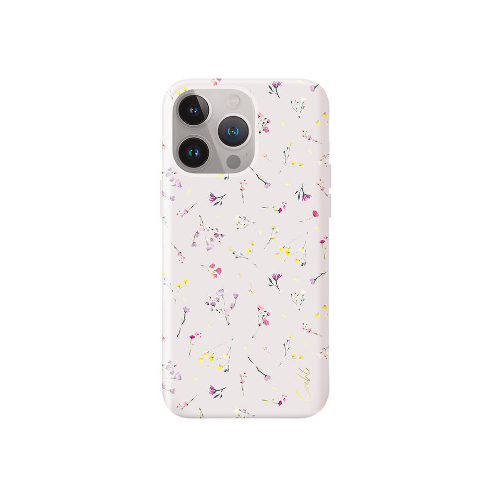 iPhone 15 Pro Kılıf Mini Çayır Çiçekleri Desenli Coehl Prairie Kılıf Pembe Açık