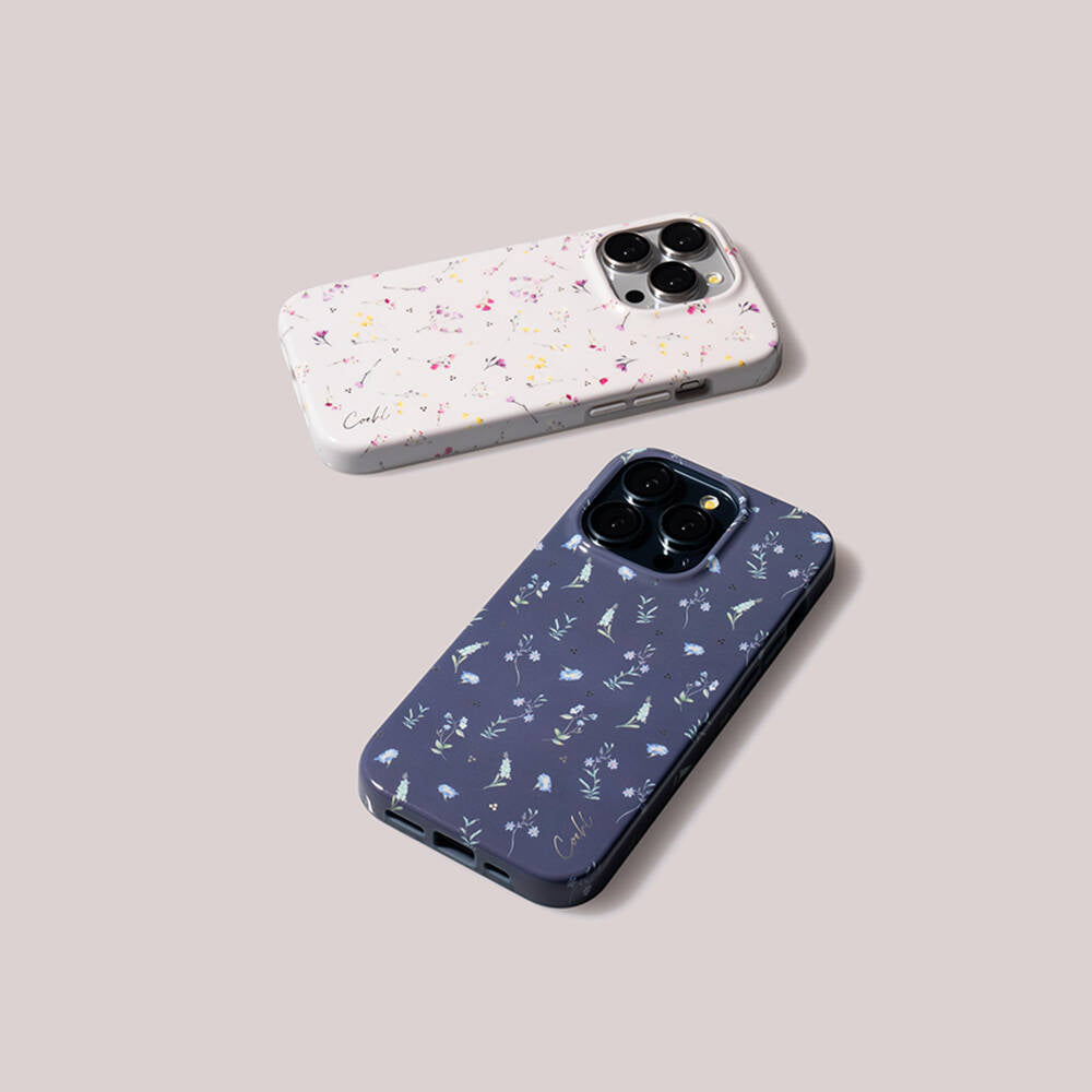 iPhone 15 Pro Kılıf Mini Çayır Çiçekleri Desenli Coehl Prairie Kılıf Lacivert