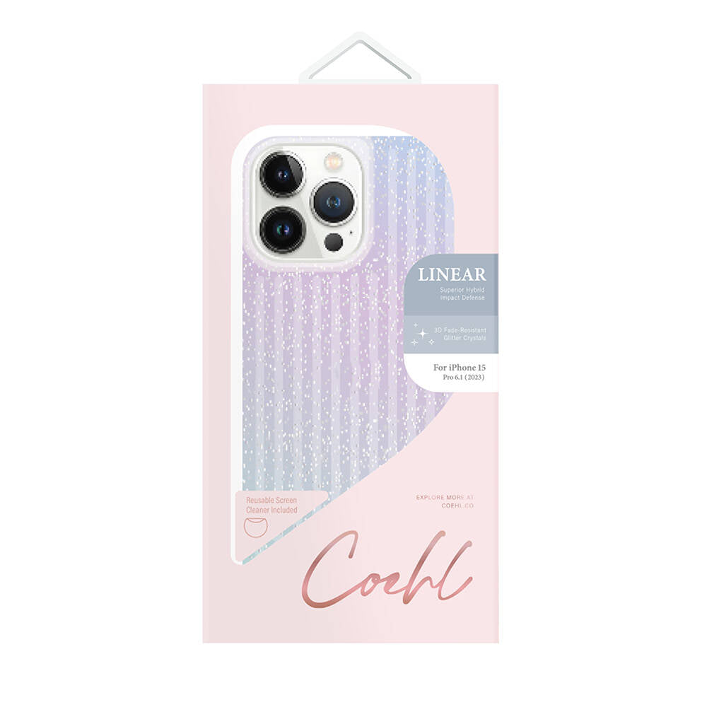 iPhone 15 Pro Kılıf Parlayan Arka Yüzey Coehl Linear Kılıf Mor