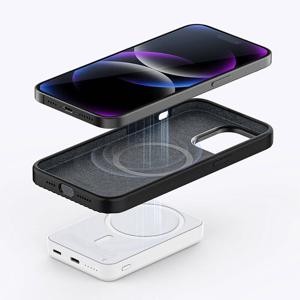 iPhone 15 Pro Kılıf Recci Aurora Serisi Magsafe Şarj Özellikli Kılıf Beyaz
