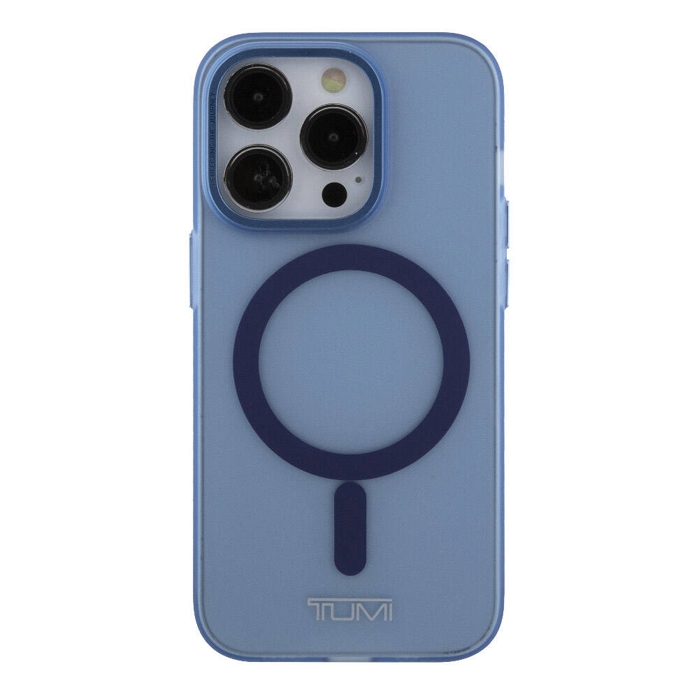 iPhone 15 Pro Kılıf TUMI Orjinal Lisanslı Magsafe Şarj Özellikli Buzlu Mat Kılıf Mavi