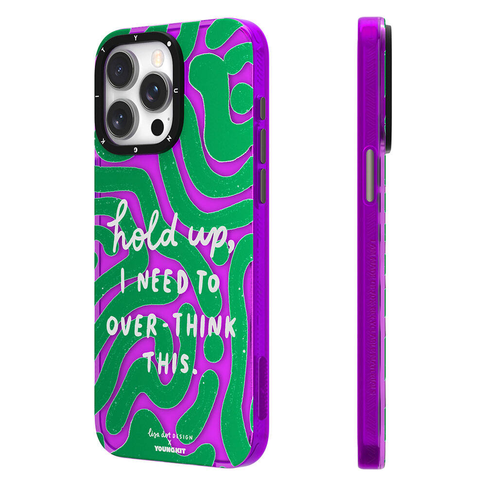 iPhone 15 Pro Kılıf Yazı Desenli Youngkit Mindfulness Serisi Kılıf Yeşil