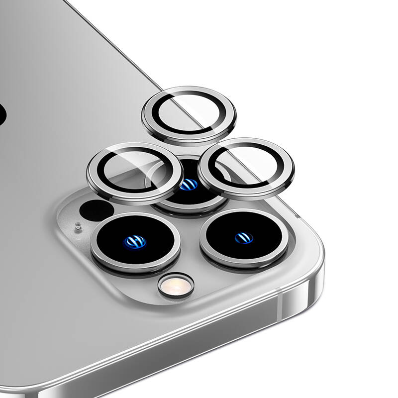 iPhone 15 Pro Max Benks DR Safir Kamera Lens Koruyucu Gümüş