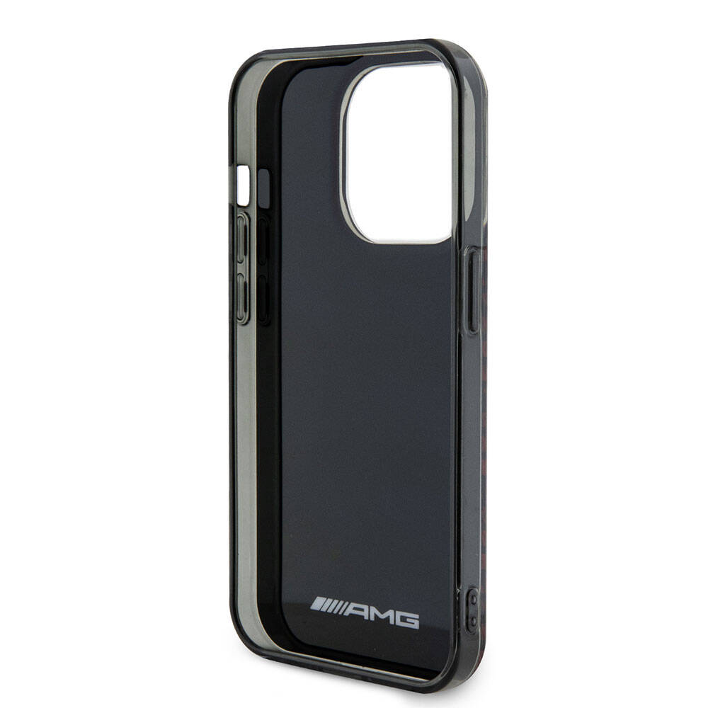 iPhone 15 Pro Max Kılıf AMG Orjinal Lisanslı Çift Katmanlı Büyük Logolu Dörtgen Şerit Desenli Kılıf Siyah