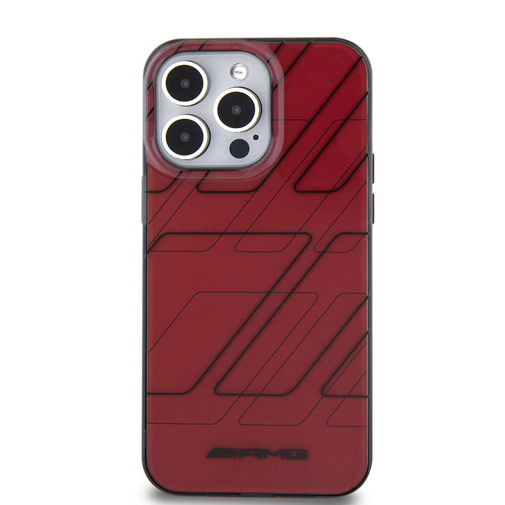 iPhone 15 Pro Max Kılıf AMG Orjinal Lisanslı Çift Katmanlı Dörtgen Desenli Kılıf Kırmızı