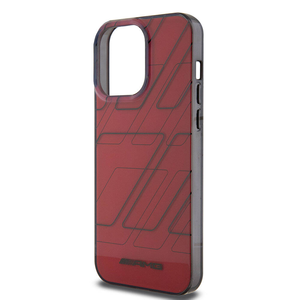 iPhone 15 Pro Max Kılıf AMG Orjinal Lisanslı Çift Katmanlı Dörtgen Desenli Kılıf Kırmızı