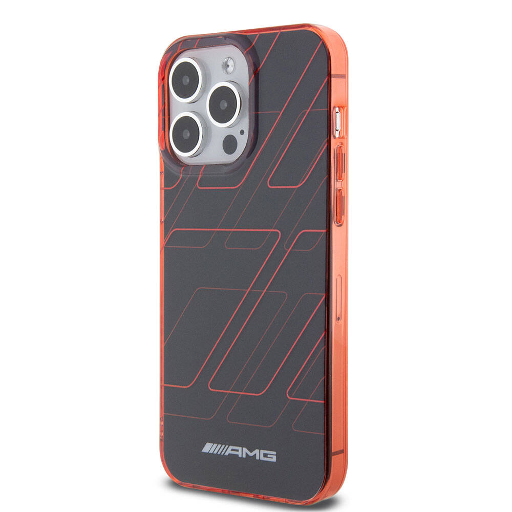 iPhone 15 Pro Max Kılıf AMG Orjinal Lisanslı Çift Katmanlı Dörtgen Desenli Kılıf Kırmızı