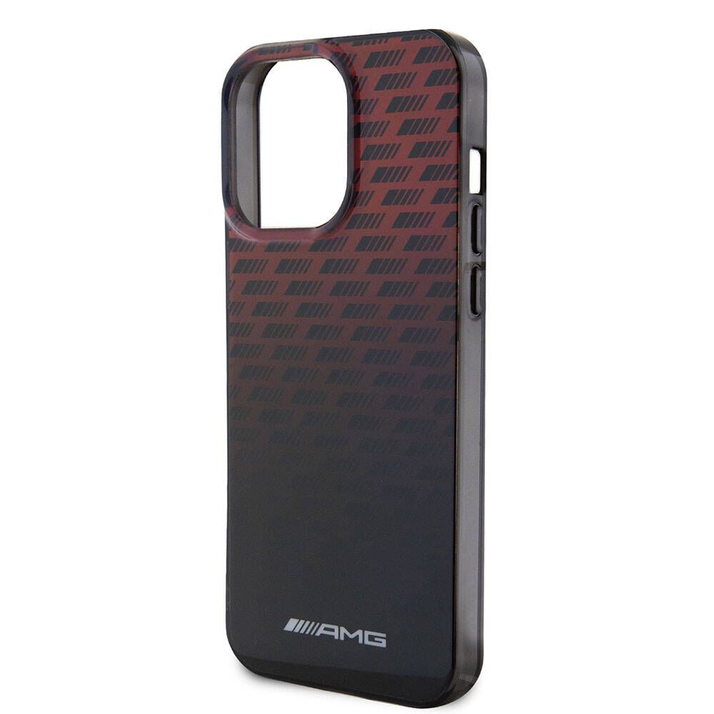 iPhone 15 Pro Max Kılıf AMG Orjinal Lisanslı Çift Katmanlı Küçük Logolu Dörtgen Şerit Desenli Kılıf Siyah