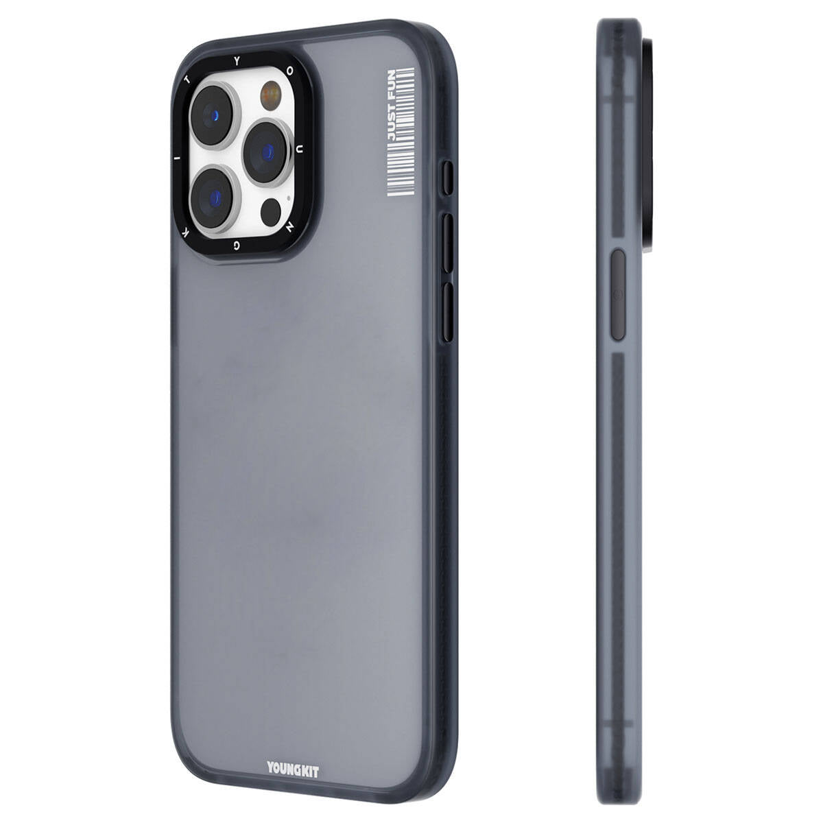 iPhone 15 Pro Max Kılıf Buzlu Mat Tasarım Youngkit Colored Sand Serisi Kılıf Siyah