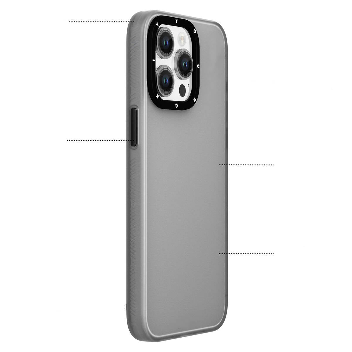 iPhone 15 Pro Max Kılıf Buzlu Mat Tasarım Youngkit Hidden Sand Serisi Kılıf Gri