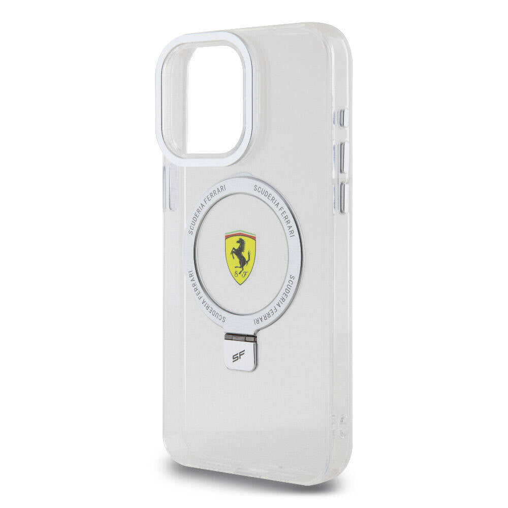 iPhone 15 Pro Max Kılıf Ferrari Magsafe Şarj Özellikli Standlı Buzlu Yüzey Dizayn Kılıf Kırmızı