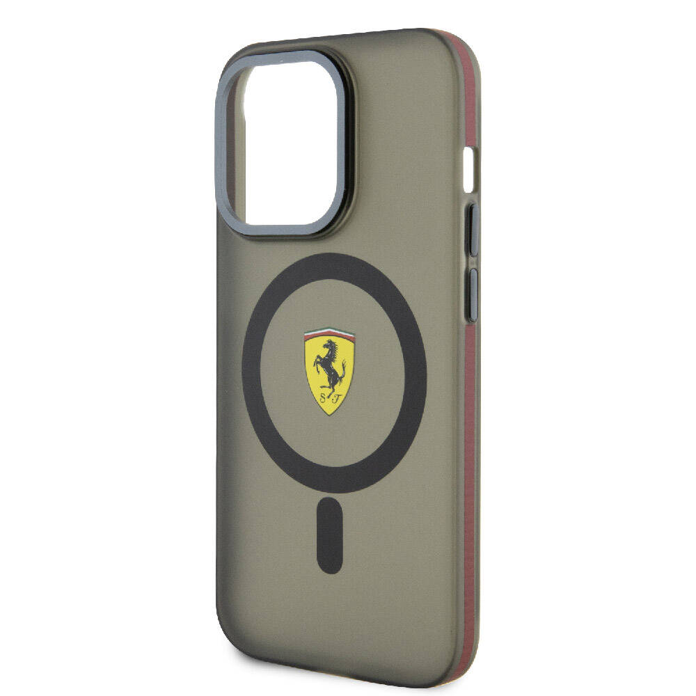 iPhone 15 Pro Max Kılıf Ferrari Orjinal Lisanslı Magsafe Şarj Özellikli Kontrast Bumper Kılıf Kırmızı